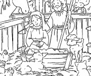 Coloriage et dessins gratuit Manger  Jésus à imprimer