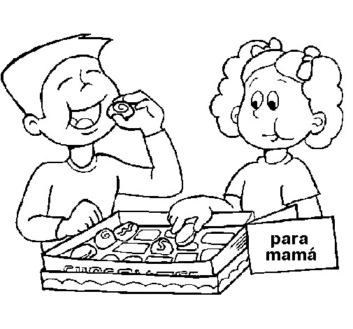 Coloriage et dessins gratuits Manger Les Biscuits de Maman à imprimer