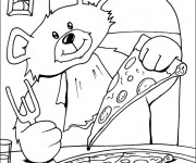 Coloriage Ours Mange Une Pizza