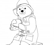 Coloriage Paddington mange un Sandwich