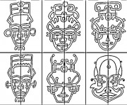 Coloriage Des Masques d'Afrique fantastique