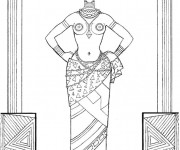 Coloriage Femme Afrique noir et blanc