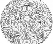 Coloriage Lion mandala pour adulte