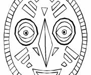 Coloriage Masque joyeux Africain pour d&eacute;coupage