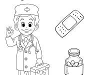 Coloriage Aller chez le docteur pour l'&eacute;cole maternelle