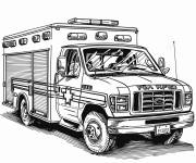 Coloriage Ambulance r&eacute;aliste