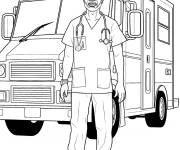 Coloriage Ambulancier et ambulancier masculin
