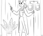 Coloriage Belle infirmi&egrave;re en travaillant dans l'h&ocirc;pital