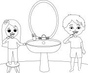 Coloriage Brosser les dents pour les petits