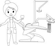Coloriage Dentiste tenant une dent au cabinet