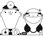 Coloriage Deux m&eacute;decins vectoriel