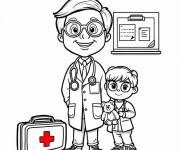 Coloriage Docteur mignon avec sa serviette