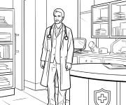 Coloriage Employ&eacute; de laboratoire dans un h&ocirc;pital