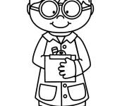 Coloriage Enfant qui &eacute;crit une ordonnance