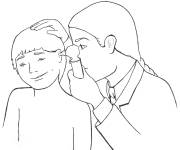 Coloriage Examiner l'oreille avec l'otoscope