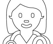 Coloriage Femme travailleur de la sant&eacute; en &eacute;moji