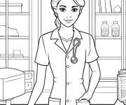 Coloriage Image d'infirmi&egrave;re pour jeunes patients