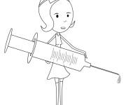 Coloriage Infirmi&egrave;re avec une piqure