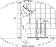 Coloriage Infirmi&egrave;re &eacute;crit sur la fiche du patient