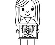 Coloriage Infirmi&egrave;re examinant une radiographie