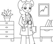 Coloriage Jolie m&eacute;decin dans son cabinet