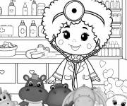Coloriage M&eacute;decin avec des animaux en jouets