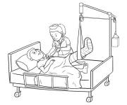 Coloriage M&eacute;decin avec un patient bless&eacute; &agrave; l'h&ocirc;pital
