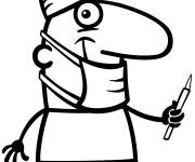 Coloriage M&eacute;decin de cartoon en miniature
