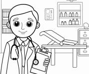 Coloriage M&eacute;decin devant son bureau