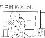 Coloriage M&eacute;decin h&ocirc;pital ambulance