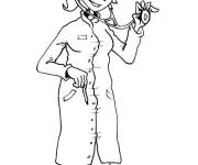 Coloriage M&eacute;decin pr&ecirc;te &agrave; examiner les patients