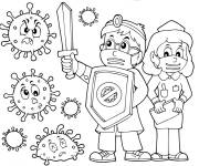 Coloriage M&eacute;decine contre le microbes et les vrius