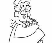 Coloriage et dessins gratuit Petite fille comme infirmi&egrave;re à imprimer