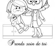 Coloriage Petite fille et femme m&eacute;decin