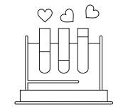 Coloriage et dessins gratuit Tubes de laboratoire avec des coeurs d'amour à imprimer