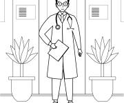 Coloriage Un docteur &agrave; l'hopital