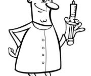 Coloriage Un docteur avec une piqure rigolo cp