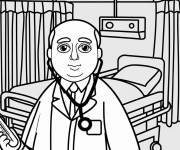 Coloriage Un docteur hospitalier