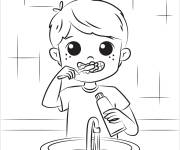 Coloriage Un enfant gentil qui brosse ses dents