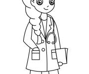 Coloriage Une fille en tenu de m&eacute;decin