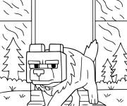 Coloriage Chien Dennis marchant du film Minecraft