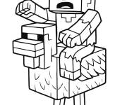 Coloriage et dessins gratuit Le jockey de poulet en action d'un film Minecraft à imprimer