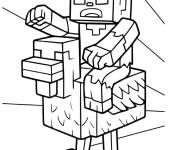 Coloriage et dessins gratuit Le jockey de poulet en col&egrave;re d'un film Minecraft à imprimer