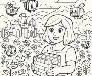 Coloriage Natalie tenant un rayon de miel du film Minecraft
