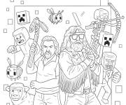 Coloriage Personnage de Minecraft le film en attaquant