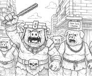 Coloriage Piglins de Minecraft Le film