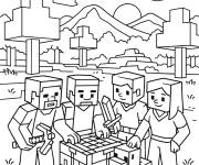 Coloriage Steve, Garrett, Henry et Natalie du film Minecraft