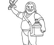 Coloriage Steve levant son &eacute;p&eacute;e de Minecraft le film