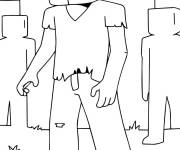 Coloriage Zombie marchant dans le fil Minecraft