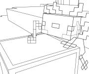 Coloriage Axolotl dans le village Minecraft